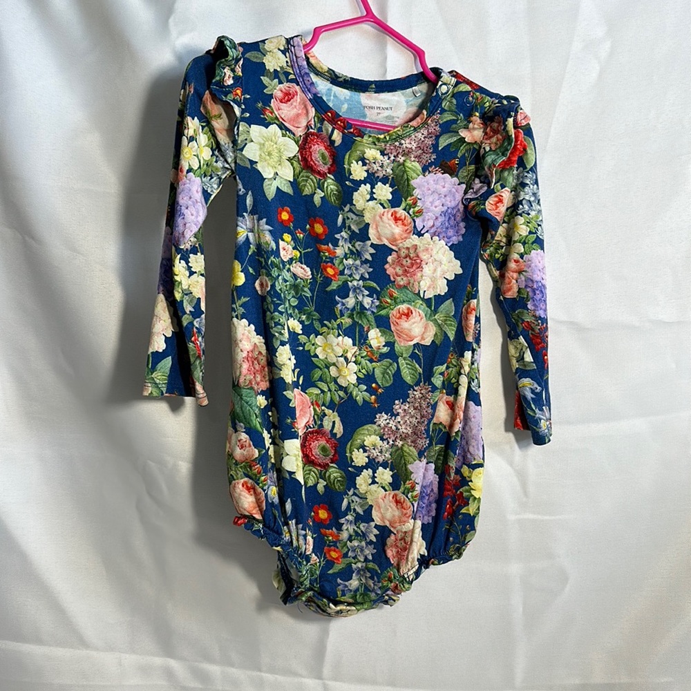 Posh Peanut long sleeve ruffled bubble in Carmen size 2T
